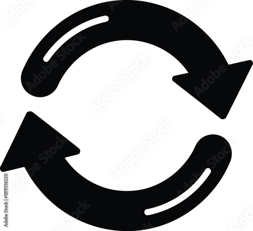 Black refresh reload sync cycle arrows web icon vector for ui & data process