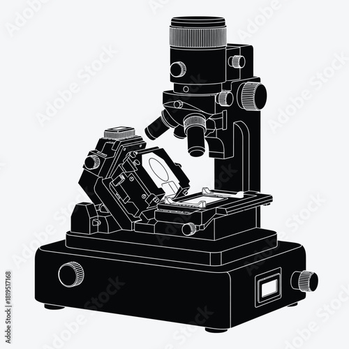 Creative Details Microtome Vector Illustration | Laboratory Cutting Instrument | Histology Sample Preparation Device
