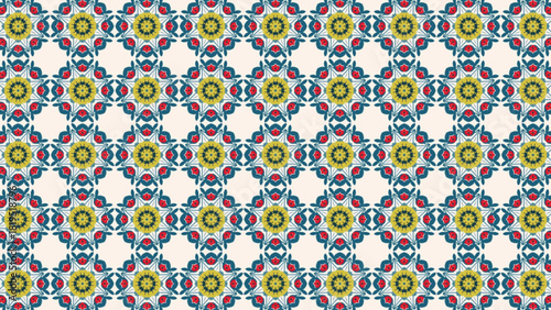 Geometric floral abstract textile pattern design.