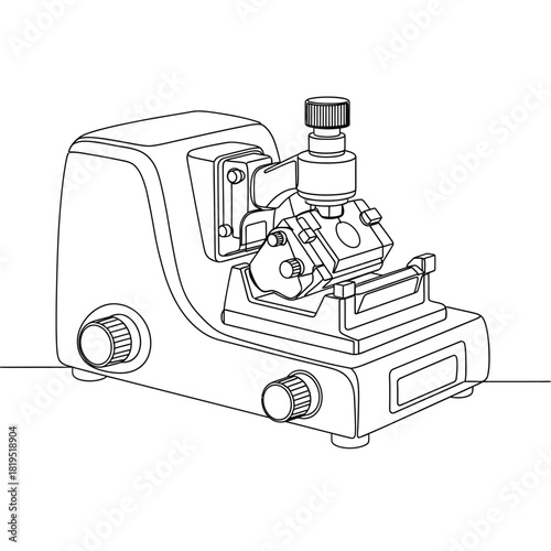 Creative Details Microtome Vector Illustration | Laboratory Cutting Instrument | Histology Sample Preparation Device