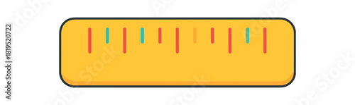 Flat vector illustration of colorful ruler with vivid markings rounded edges minimal office detail