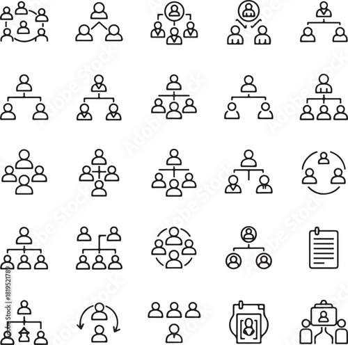 Organization Chart and Structure Vector Icons Set for Business and Management