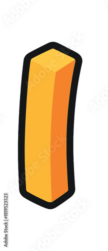 Single french fry piece isolated flat vector style bold outline sticker look bright warm palette isolated on transparent background centered no face