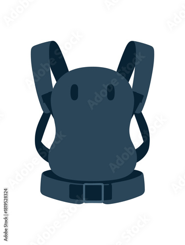 Flat vector illustration of baby carrier with straps rounded silhouette clean vector style