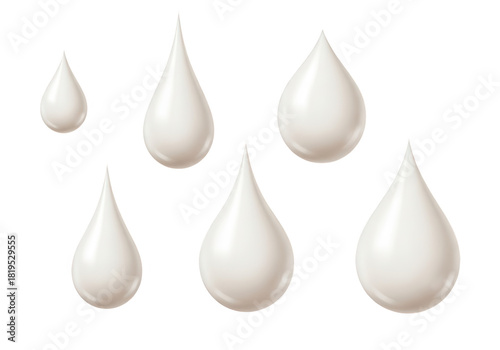 White liquid drops isolated on transparent background