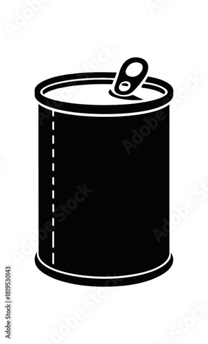 Paper canister with pull lid black silhouette with body and seam line details compostable dry goods storage