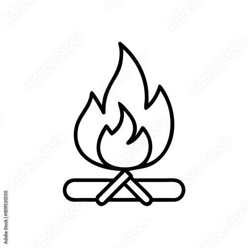 Campfire with flames and logs symbolizing winter holidays  