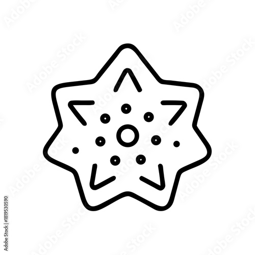 Star-shaped cookie outline for winter holidays decoration  