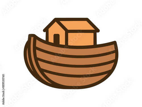 Flat vector illustration of simple ark symbol with curved hull and small roof rounded shape minimal detail