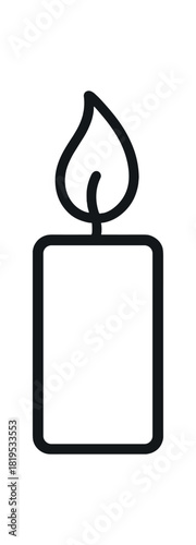 single minimal black outline icon of candle flame outline only simple and clean