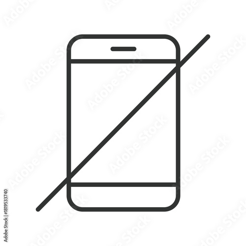 No phone smartphone icon in line design. no phone, restriction, disable device, smartphone block, do not use symbol, prohibition, mobile stop, device limit on white background vector. No phone