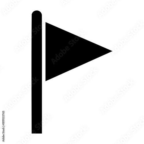 Nature and Environment Vector Illustration of a simple black flag with a triangular shape attached to a vertical pole design