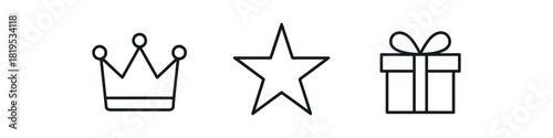 minimal black outline icons crown gift box thin Epiphany symbols