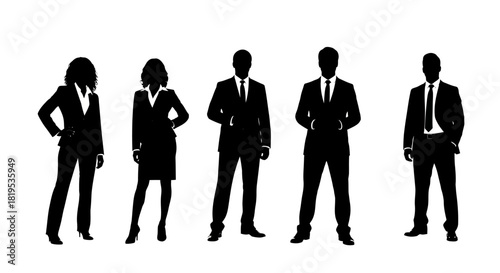 Diverse Group of Professional Business People Silhouettes in Formal Wear