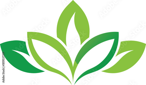 Green leaf logo symbol, health and nature concept, isolated on white