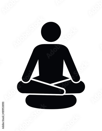 Cushion with crossed legs icon black silhouette with base and limb lines seated meditation position