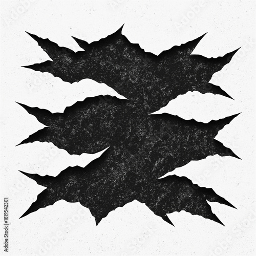 Sharp torn vector effect with layered ripped paper shapes heavy grunge texture white background ultra clean