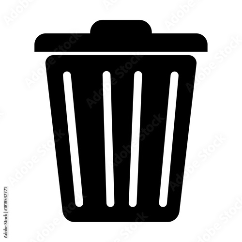 Simple black trash bin icon for deleting