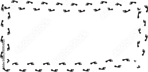 Black footprint loop EPS design showing walking path around rectangle, ideal for movement visuals.