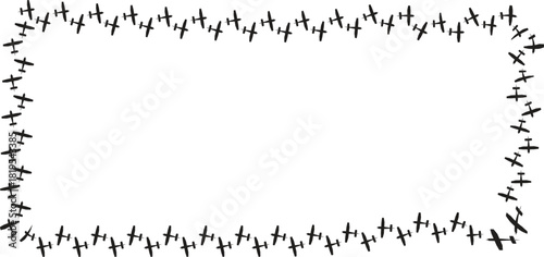 Airplane border EPS design with alternating flight silhouettes, ideal for aviation-themed visuals.