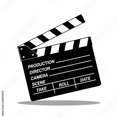 Clapperboard vector icon for movie film production and cinema