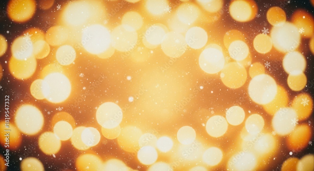 Fototapeta premium Warm Winter Celebration Lights and Snowflakes Background with Bokeh Effect