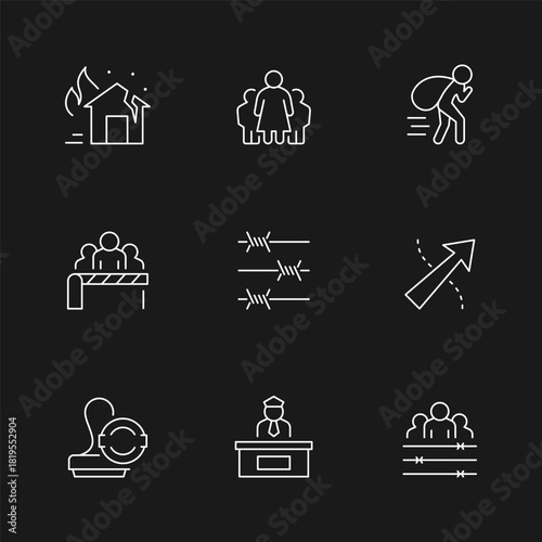 Set line icons of refugee