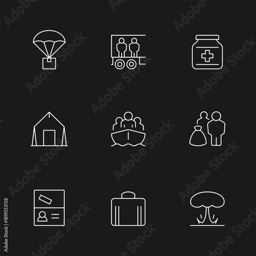 Set line icons of refugee