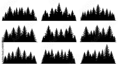 Diverse Silhouettes of Coniferous Trees Enhancing Forest and Outdoor Landscapes