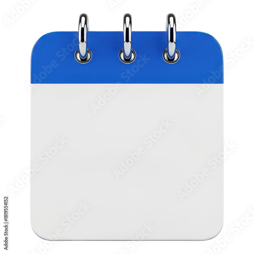 Blank blue and white desk calendar icon isolated on transparent background