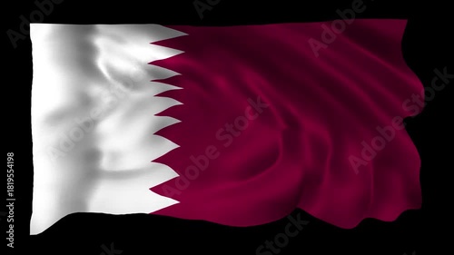 Realistic Qatar flag waving in a seamless loop with alpha channel for overlays perfect for National Day, cultural celebrations, government events, and 4K compositing