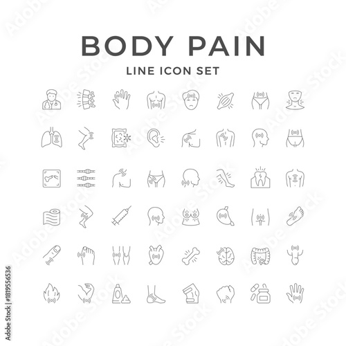 Set line icons of body pain
