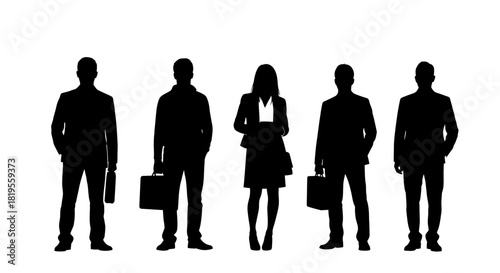 Professional business people silhouettes representing diverse team and corporate workforce