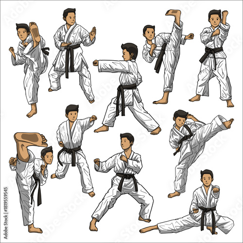 karate movement illustration bundle