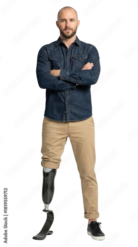 Fototapeta premium Confident Man with Prosthetic Leg, Disability Inclusion