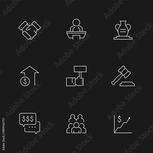 Set line icons of auction
