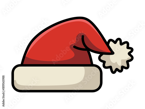 Illustration of a red santa hat with a white pompom and brim
