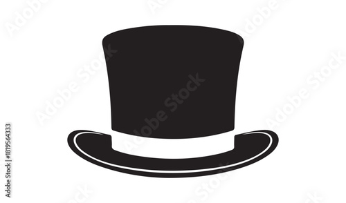 Classic black top hat silhouette icon for formal events