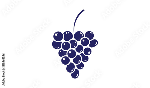 Simple dark blue bunch of grapes illustration on white background