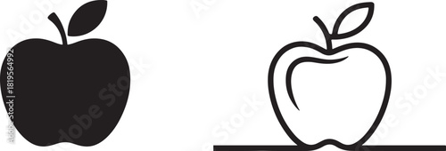 Simple apple with a single green leaf and brown stem illustration