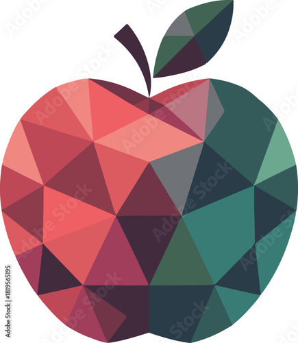 Vibrant geometric apple illustration with colorful polygonal facets