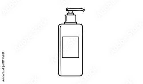 Simple line drawing of a pump dispenser bottle for liquids