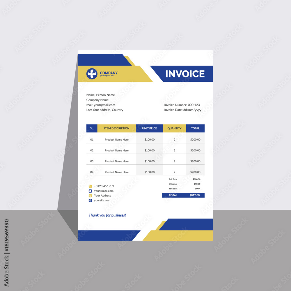 Obraz premium Corporate Invoice Template. Professional Billing Document. Clean Minimal Layout for Business Finance, Accounting, Payment Summary
