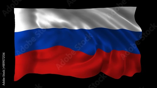 Realistic Russia flag waving in a seamless loop with alpha channel for overlays perfect for Russia Day, Victory Day, national events, government celebrations, and 4K compositing