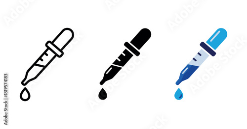 Colorful and monochrome dropper icons comparison