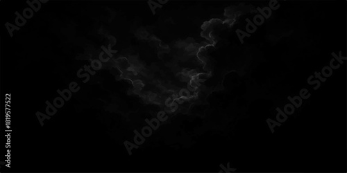 Abstract smoke on a black background, like dark clouds at night, creates a stunning, light-filled nature background
