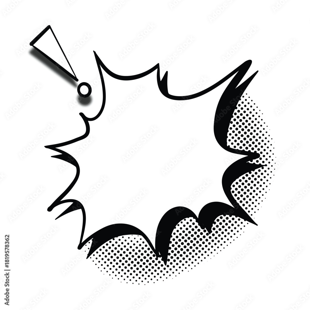 Obraz premium Comic speech bubble with exclamation mark vector illustration in pop art style for graphic design and web elements