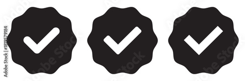 Tick mark with checkbox icon. Black checkmark sign for app, ui, website. Check mark vector icon. Check marks symbol, logo. Check box icon with correct, accept checkmark icons tick box checked. 