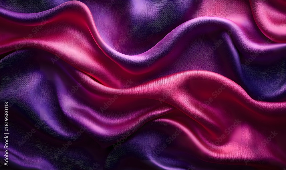 Obraz premium Close up of flowing silk fabric in shades of purple and pink creating soft and elegant waves design