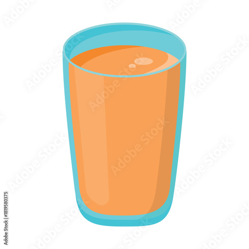 Orange Juice Glass - Illustration of Orange Juice in a Blue Glass. Ideal for Breakfast or Drinking-Related Themed. Flat Design, Vector.